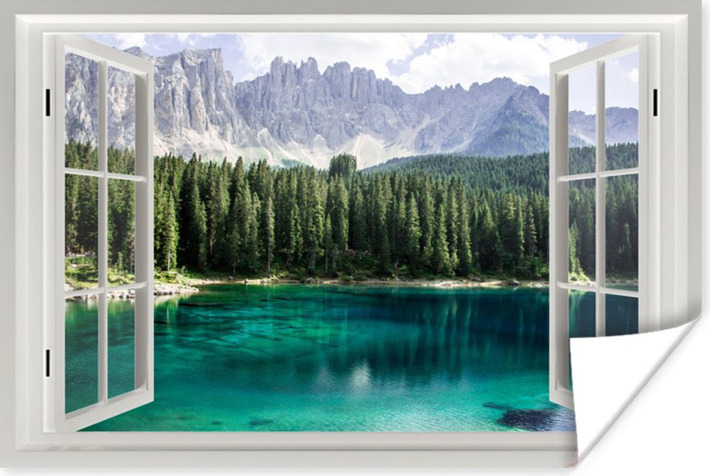 MuchoWow Poster Aussicht - Bäume - Wasser 90x60 cm - Schlafzimmer