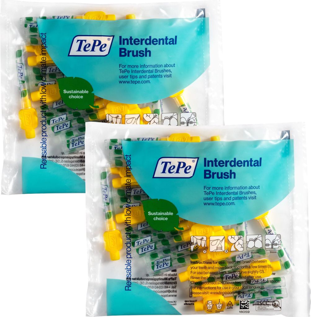 40 Stück TePe Interdentalbürsten Original, Gelb, ISO-Größe 4, 0,7mm, Reinigung der Zahnzwischenräume