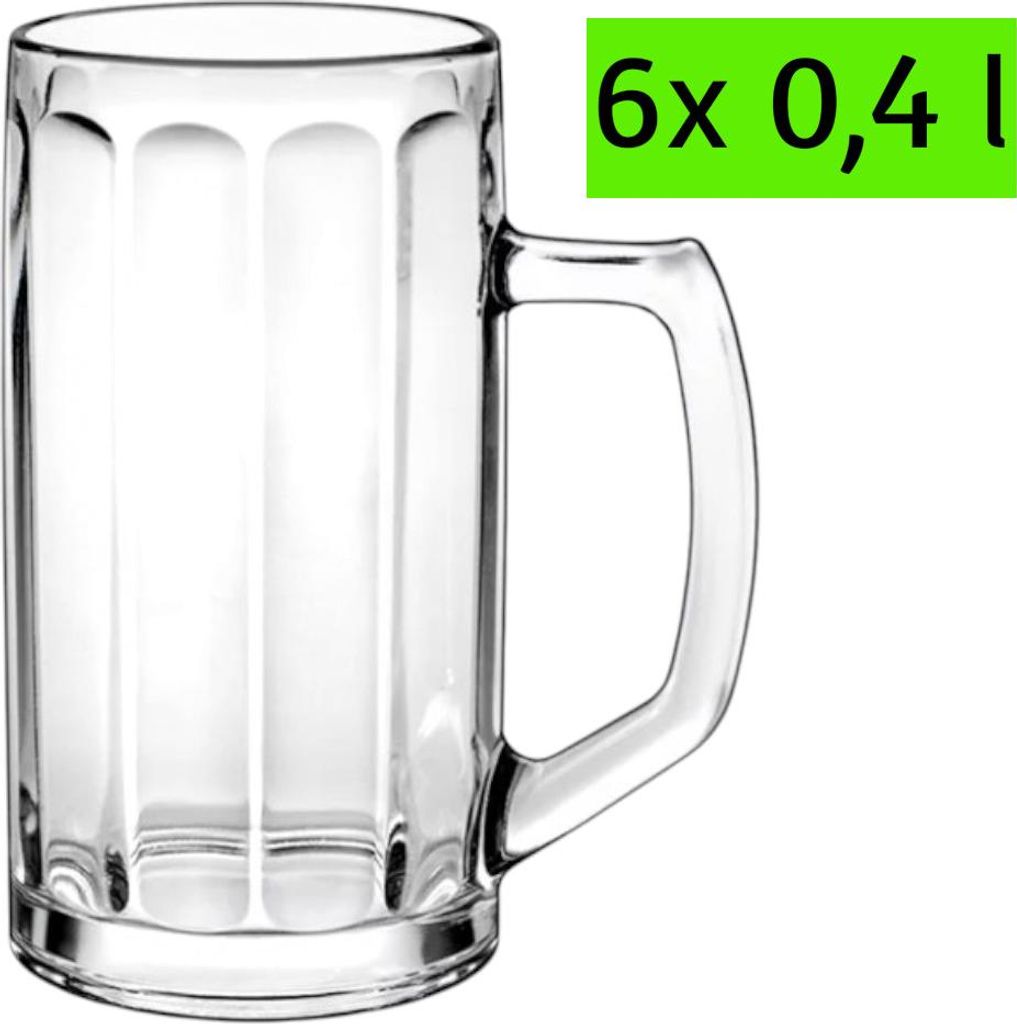 6x Bierkrug BREMA 0,4 l Bierseidel Füllstrich Bier Glas Borgonovo