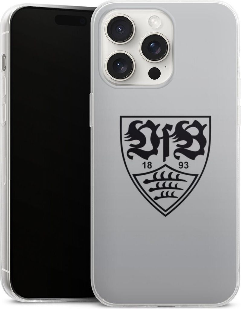 DeinDesign Slim Hülle für Apple iPhone 15 Pro Max Silikon Case Ultra Dünn Handyhülle Logo Offizielles Lizenzprodukt VfB Stuttgart