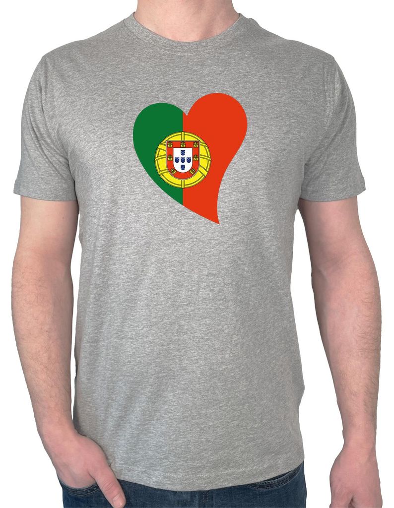 Huuraa Herren T-Shirt Portugal Flagge Herz 3XL Sport Grey Bio Baumwolle Fairtrade Herrenshirt Geschenkidee