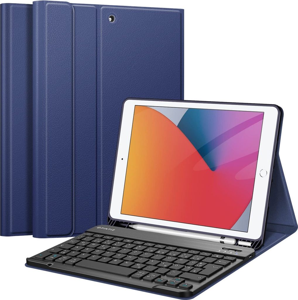 Fintie Tastatur Hülle für iPad 10.2 Zoll (9/8/ 7 Generation - 2021/2020/2019), Schutzhülle mit TPU Rückschale, Pencil Halter und magnetisch abn...