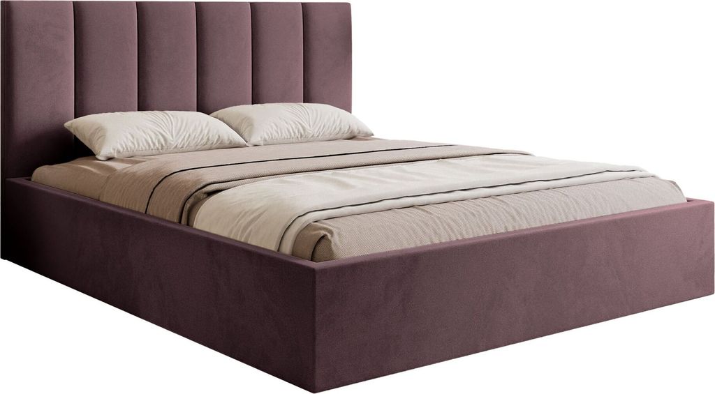 Selsey Masego – Polsterbett 180x200 cm, mit Bettkasten und Veloursbezug, Violett