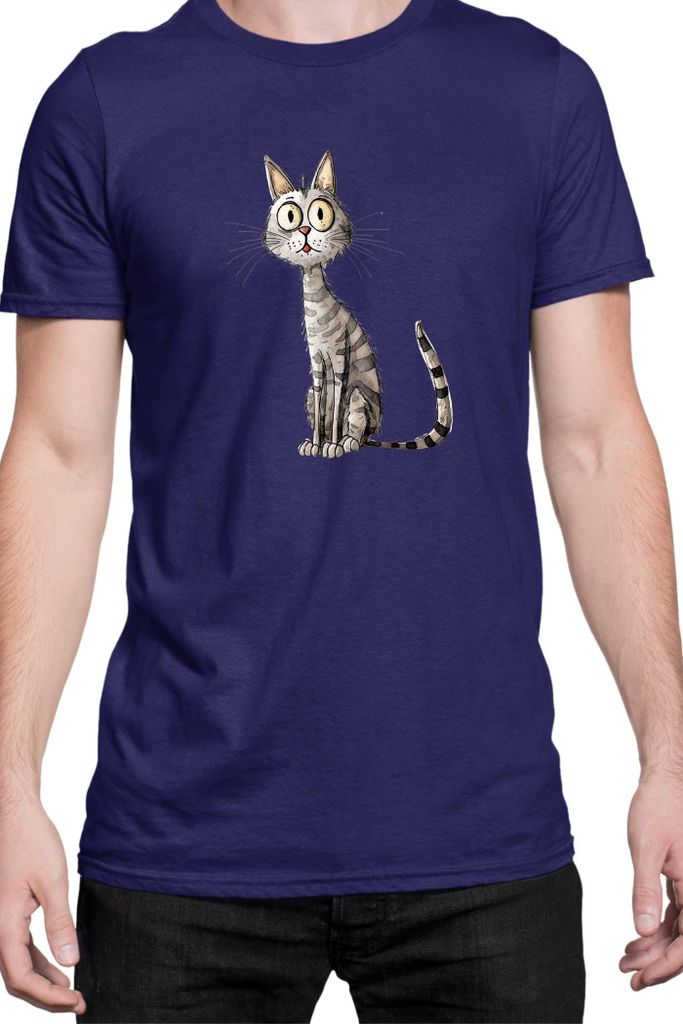 Herren T-Shirt Funny Cats Breeds Egyptian Mau Cat 020, Man 2XL / Dunkelblau