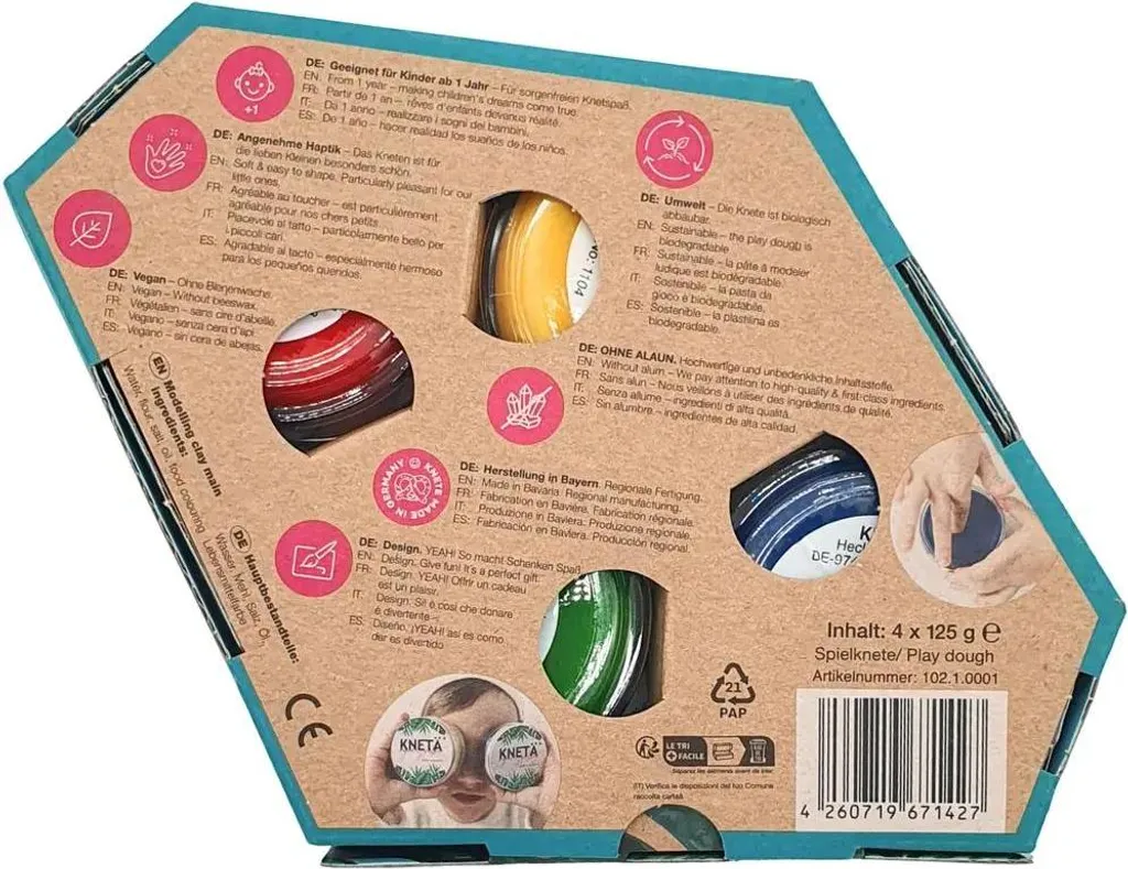 Kit de loisirs créatifs pâte à modeler KNET 4 couleurs de base