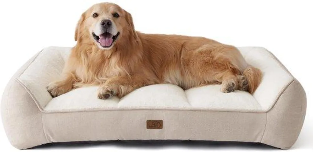 Lit pour chien Sherpa 122 cm Wasseraffe moelleux et extra large crème
