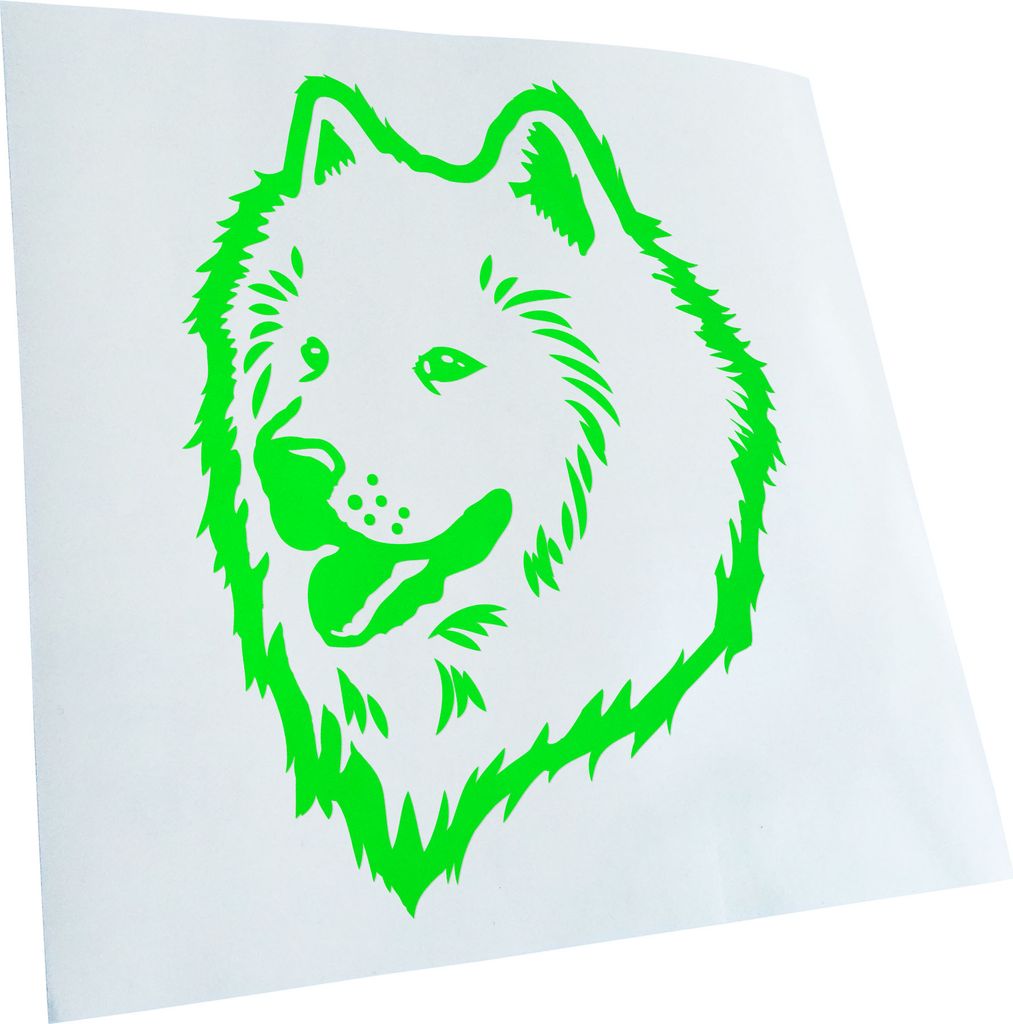 Kiwistar - Autoaufkleber - American Eskimo dog Hund - Neongrün - 50x38cm - Aufkleber für Auto, Laptop, Fahrrad, LKW, Motorrad mehrfarbig JDM Deca...