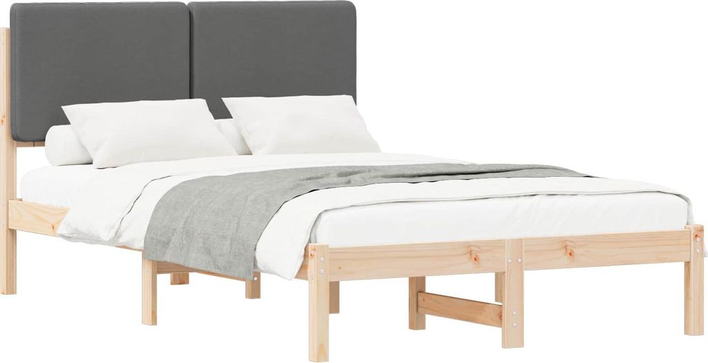 vidaXL Bettgestell mit gepolstertem Kopfteil Dunkelgrau 120 x 190 cm