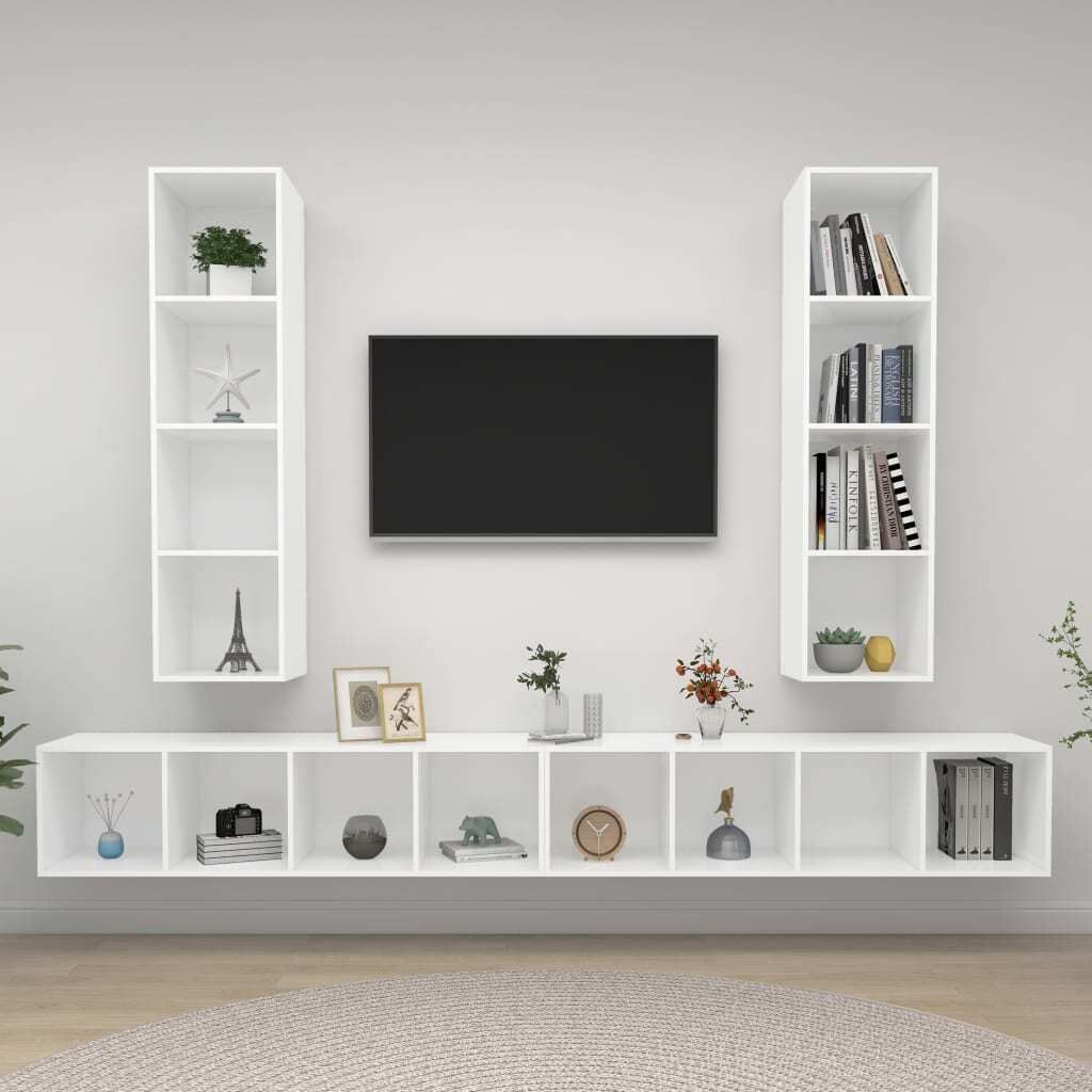 Maison Exclusive - TV-Wandschränke 4 Stk. Weiß Holzwerkstoff