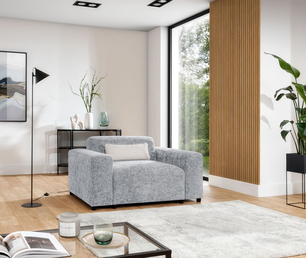 Sessel Designersessel ROMY in Stoff Enjoy Me Hellgrau