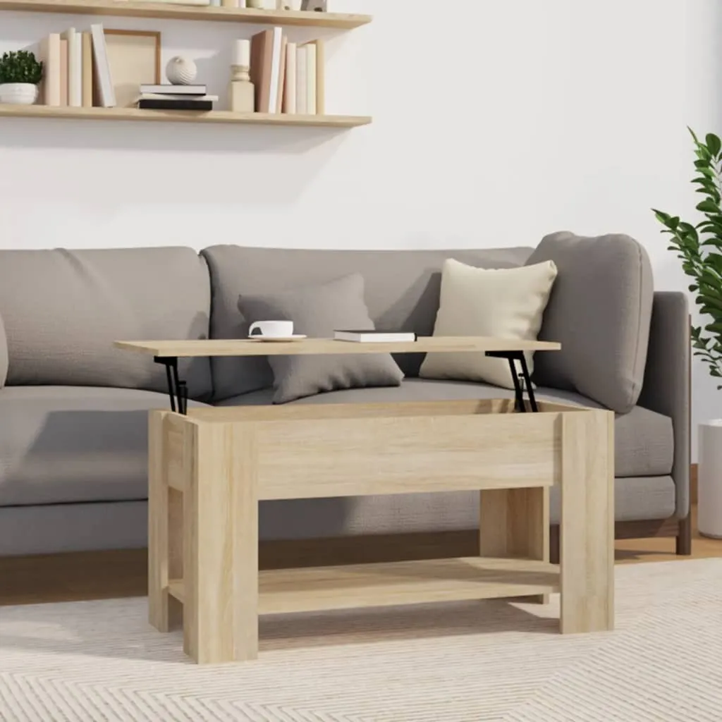 The Living Store tavolino in rovere Sonoma 101x49x52 cm materiale a base di legno