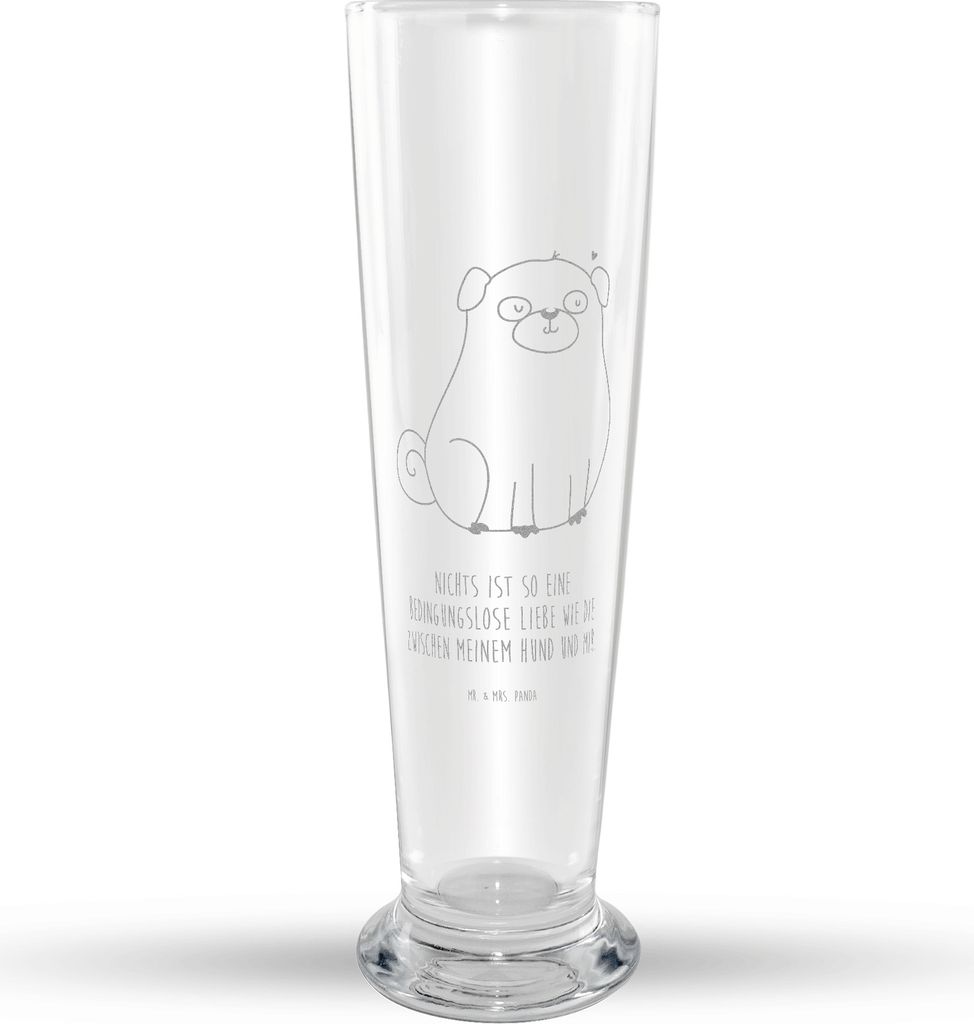 Mr. & Mrs. Panda Bierglas Mops - Transparent - Geschenk, Knuffig, Mr Mrs Weizenglas, Sprüche, Weizen Glas, Hund, Liebe, Bier, Pure, Weißbierglas,...