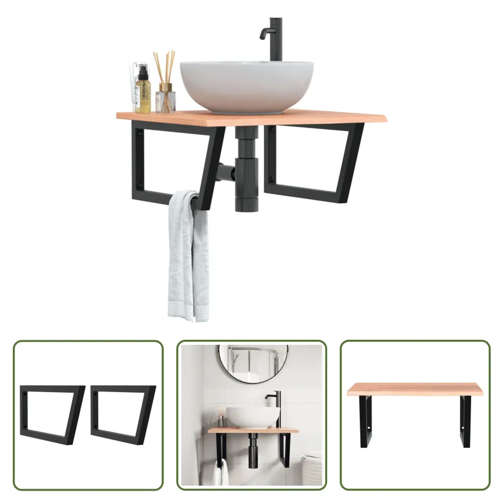 Piano Lavabo Rovere Massiccio e Acciaio | Top Bagno Su Misura Living Store