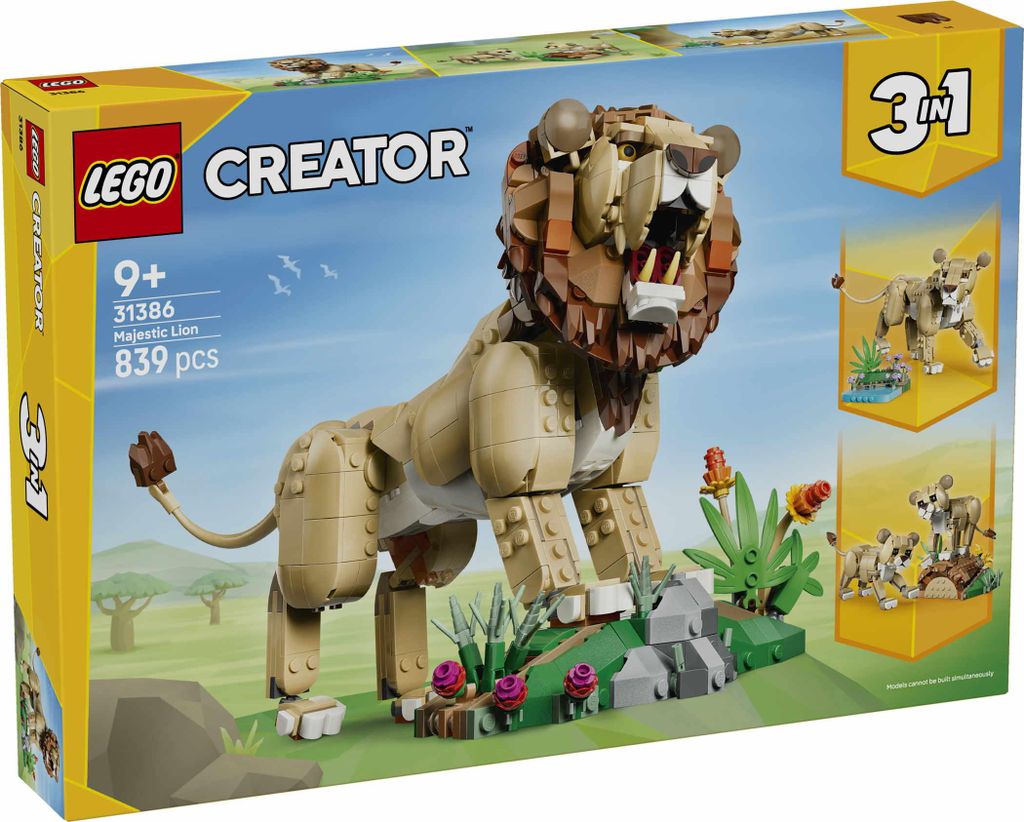 LEGO Creator 3-in-1 set: Wilde dieren - Majestueuze leeuw. Productafbeelding 