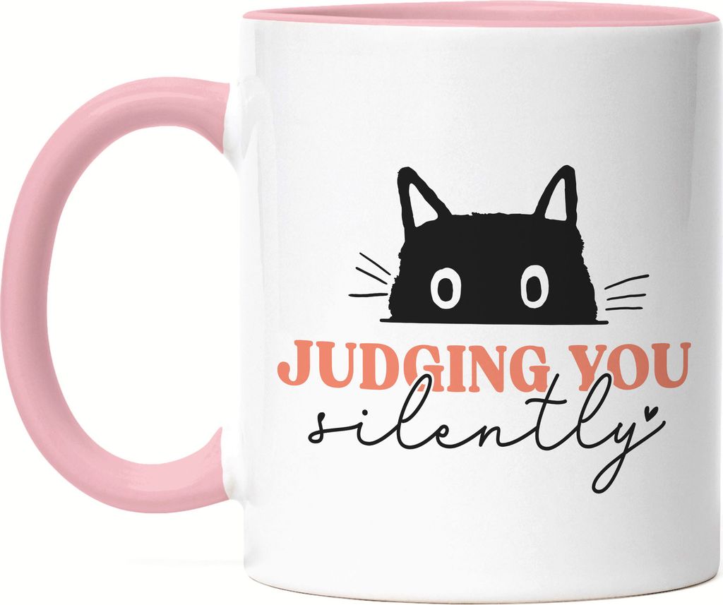 Judging you Silently Tasse Rosa Katzenliebhaber Kätzchen Katze-als-Haustier