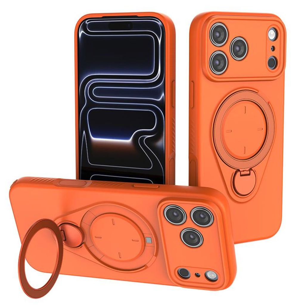 Magnetische Handyhülle für iPhone – stoßfeste Schutzhülle mit Standfunktion,iphone17 PorMax,Orange