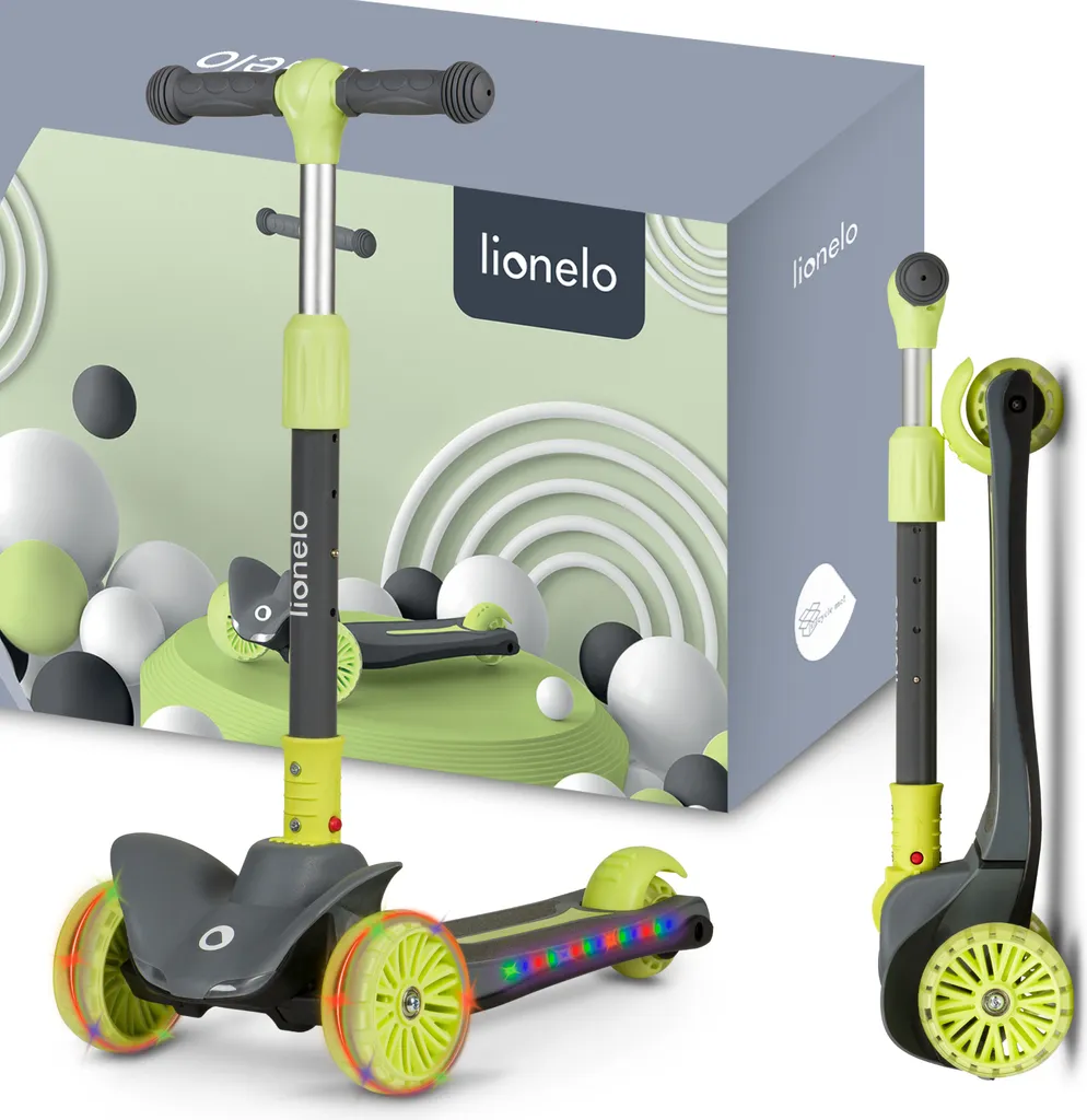Trottinette 3 Roues Lionelo Timmy Guidon Réglable 50 kg Vert Lime