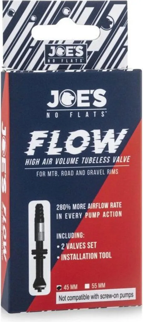 Valves Tubeless Joe's Flow 45mm - Paire pour Gonflage Rapide de Vélo