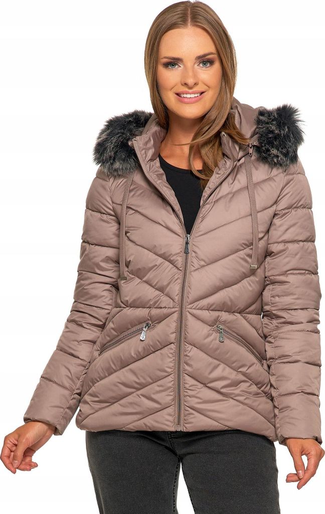 WOMEN'S PICUED COAT Pelzige Kapuzenjacke Übergangsjacke Herbst MORAJ XXL