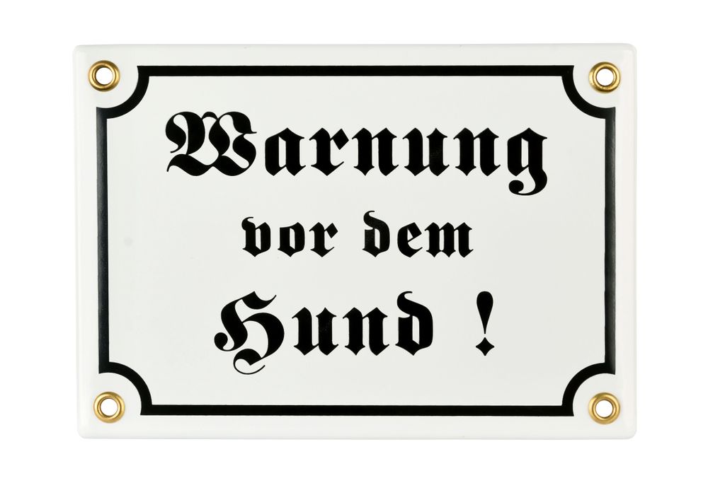 Warnung vor dem Hund Schild – 12x17 cm - Keramik Emaille - Wetterfest – Hundewarnschild – Vorsicht Hund Schild – Emailleschild – Emailsch...