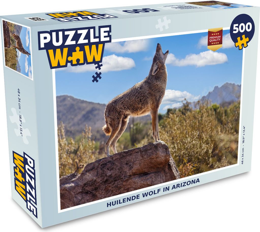 MuchoWow Puzzle 500 Teile Wolf - Stein - Arizona - 500 Teile - Kinder - Selberbauen - Puzzlespiele