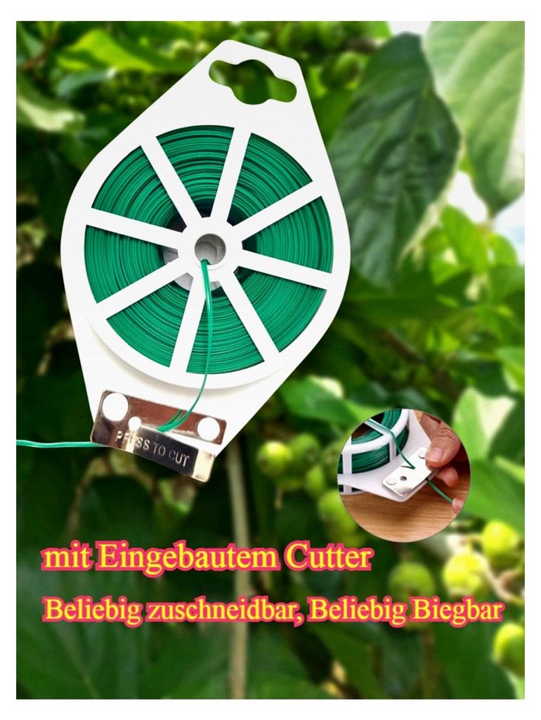 Pflanzendraht Bindedraht mit Cutter, 20-100m Gartendraht Bindeschlauch Weich, Tomaten Traube Bindegarn Ummantelt, Pflanzen Schnur für Pflanzenstü...