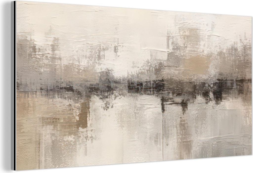 MuchoWow Wanddekoration Metall Metallbild Wandkunst 120x60 cm Moderne Kunst - Abstrakt - Beige MuchoWow Aluminium Gemälde - Metalbilder