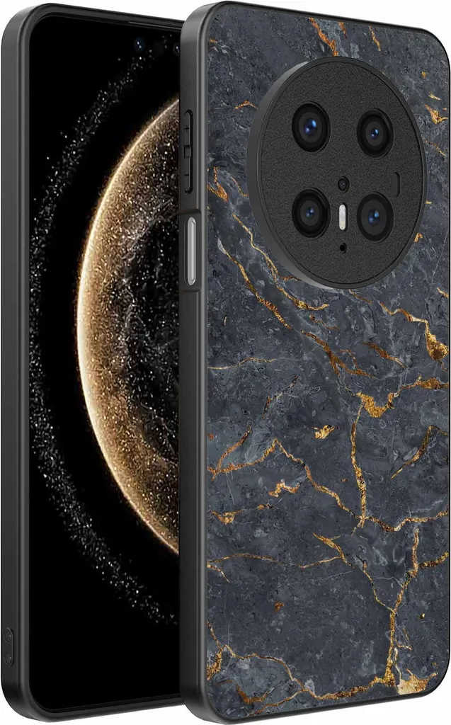 Backcover TPU Huawei Mate 70 Marmo Grigio Oro - Precision Case