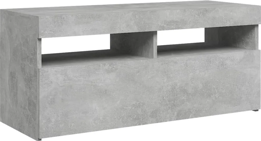 Banc TV avec Éclairage LED Intégré Gris Béton 90 cm pour Salon Moderne