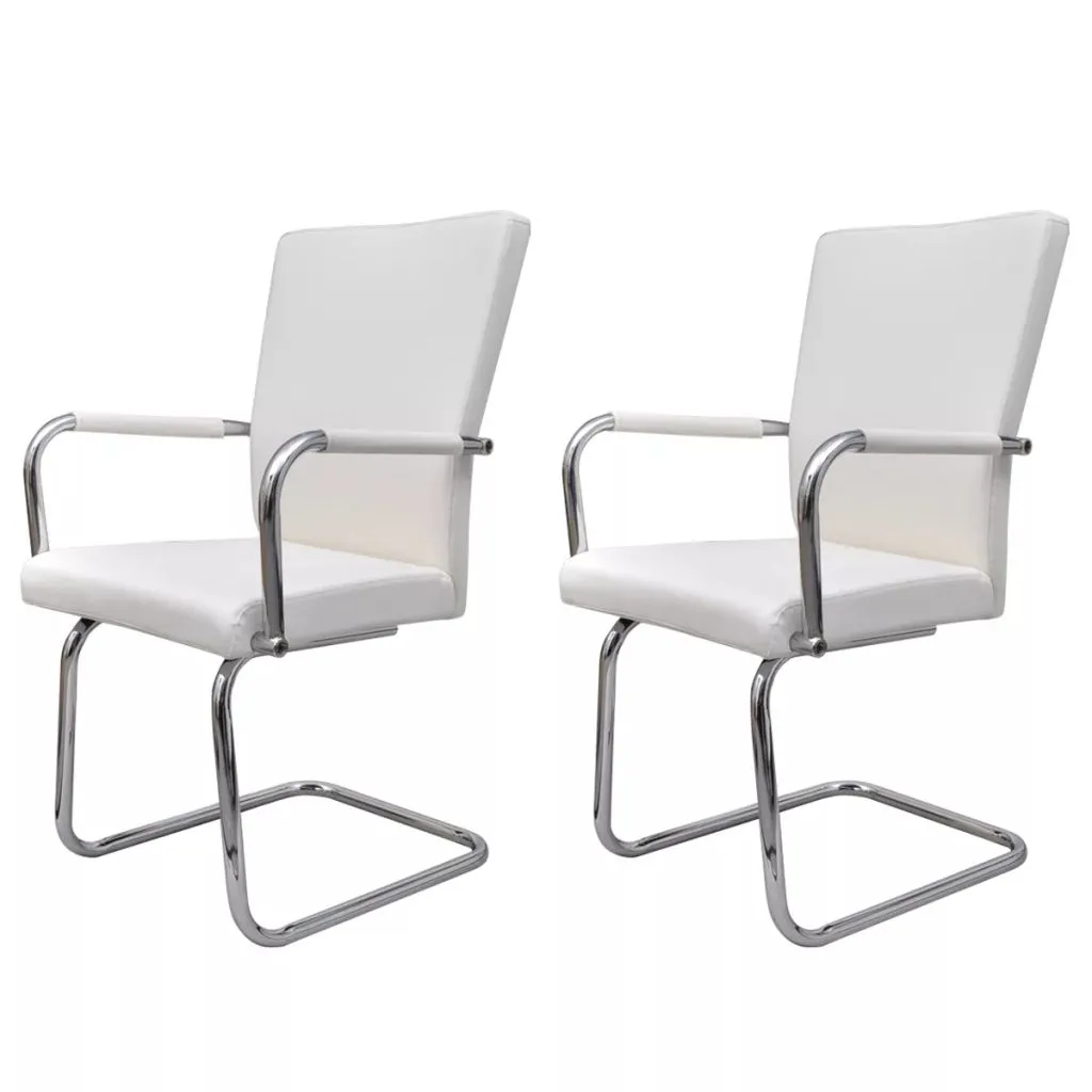 vidaXL Sedia a sbalzo 2 pz. Similcuoio bianca | Set Design Moderno