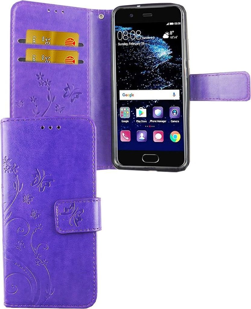 Schutz Hülle Blumen für Handy Huawei P10 Violett