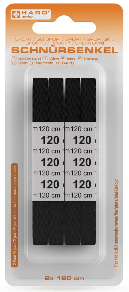 HARO Sport-Schnürsenkel flach 1200 mm schwarz 2 Paar