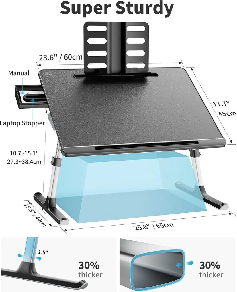 Support de Lit pour Ordinateur Portable Table Multifonction SAIJI - 6
