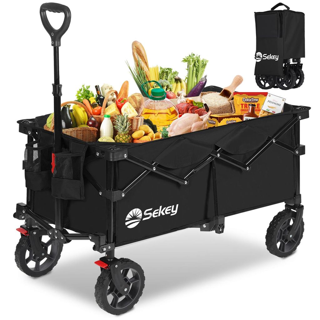 Sekey Bollerwagen faltbar 150 kg mit Bremsen, klappbarer Produktbild 