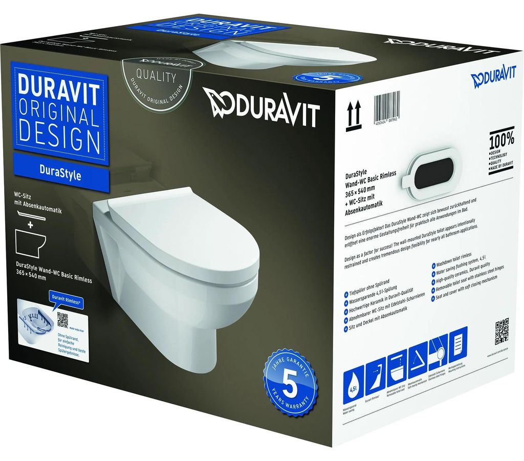 Duravit WC-Set, Duravit No.1, randlos, weiß, inkl. WC-Sitz mit Absenkautomatik, 1 Stk.