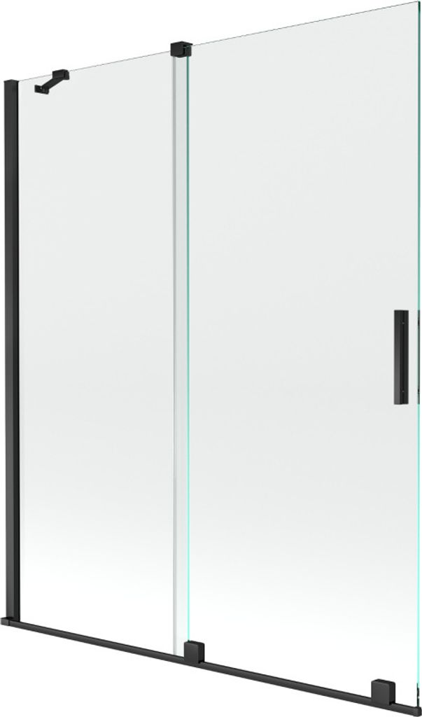 Mexen Velar 2-Flügel-Badewannenwand Regulierbare 140 x 150 cm, transparent, Schwarz - 896-140-000-01-70