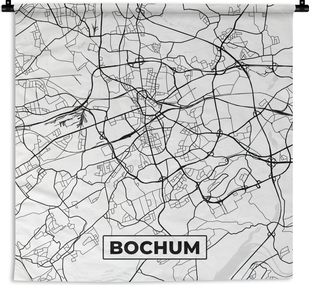 MuchoWow Wandteppich Wandbehang Stadtplan von Bochum - Karte - Stadtplan 60x60 cm Tapisserie Dekoration Wandtuch - Dekorationen - Wand Decke