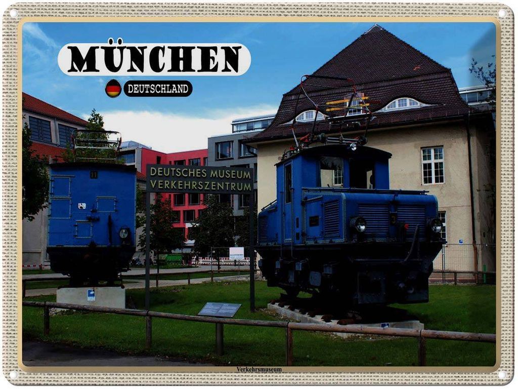 vianmo Blechschild 30x40 cm München Deutsches Verkerhsmuseum Bildmotiv Reisemotiv Abenteuer Reisen