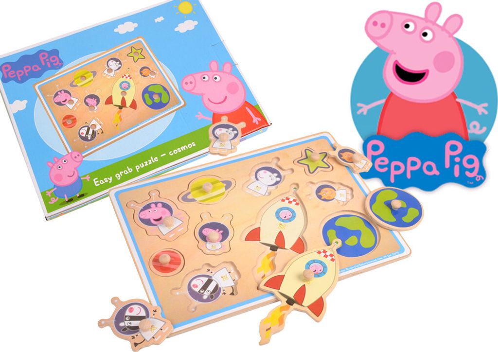 Hh - HM014782 - Dřevěné puzzle 29,5 * 20,5 * 1,5 cm, prostor - Prasátko Peppa