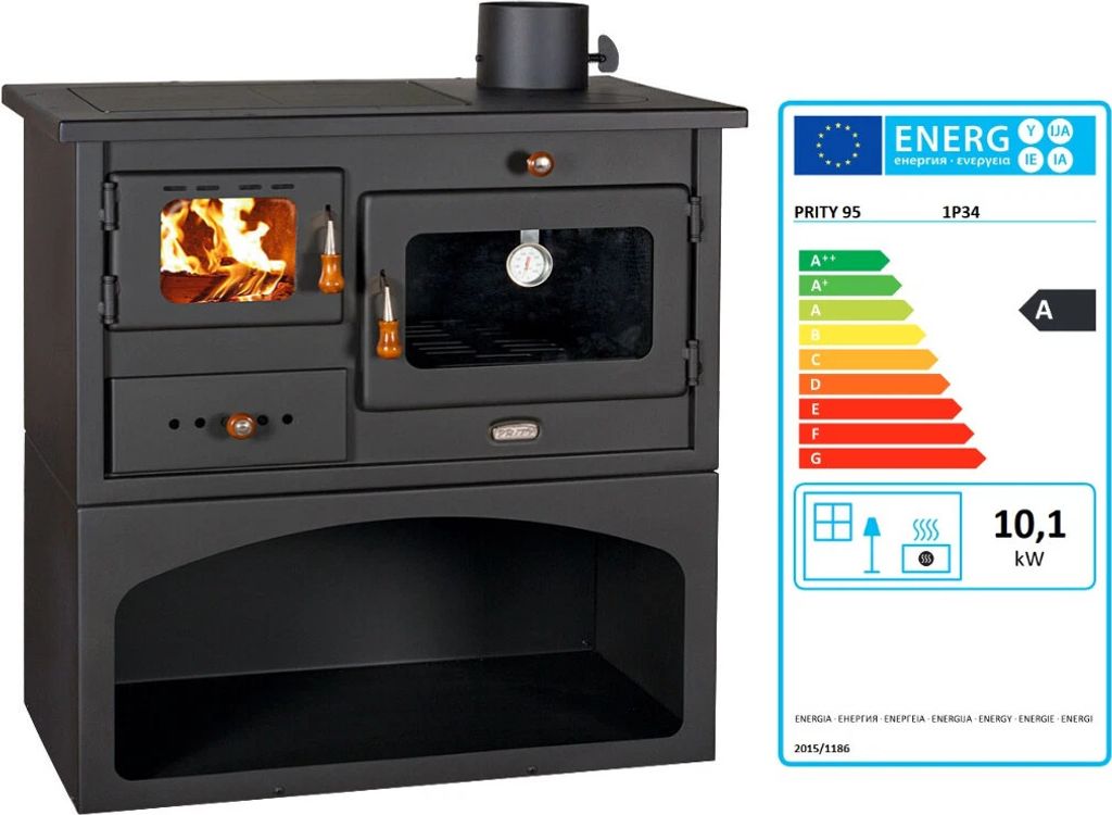 Stufa a legna Prity 1P34 – 10,1 kW, con forno e piastra Immagine del prodotto 