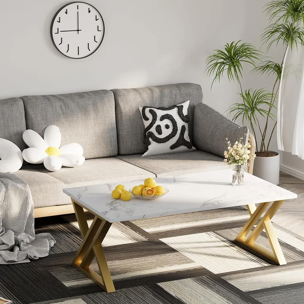Table basse rectangulaire en métal doré - Design moderne 100x45cm - 4