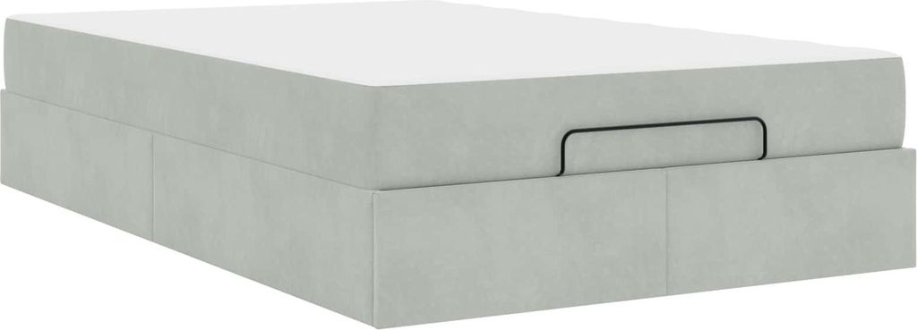 Bettgestell mit Matratze mit Matratze 2 pcs Hellgrau Samt