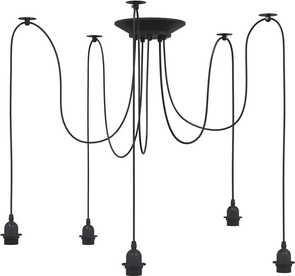 Luminaire de salle à manger noir à 5 douilles pour table longue et salon