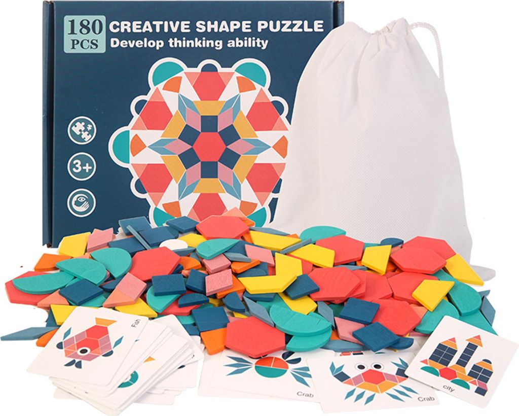 Aga Puzzle en bois formes géométriques 180 pièces Image du produit 