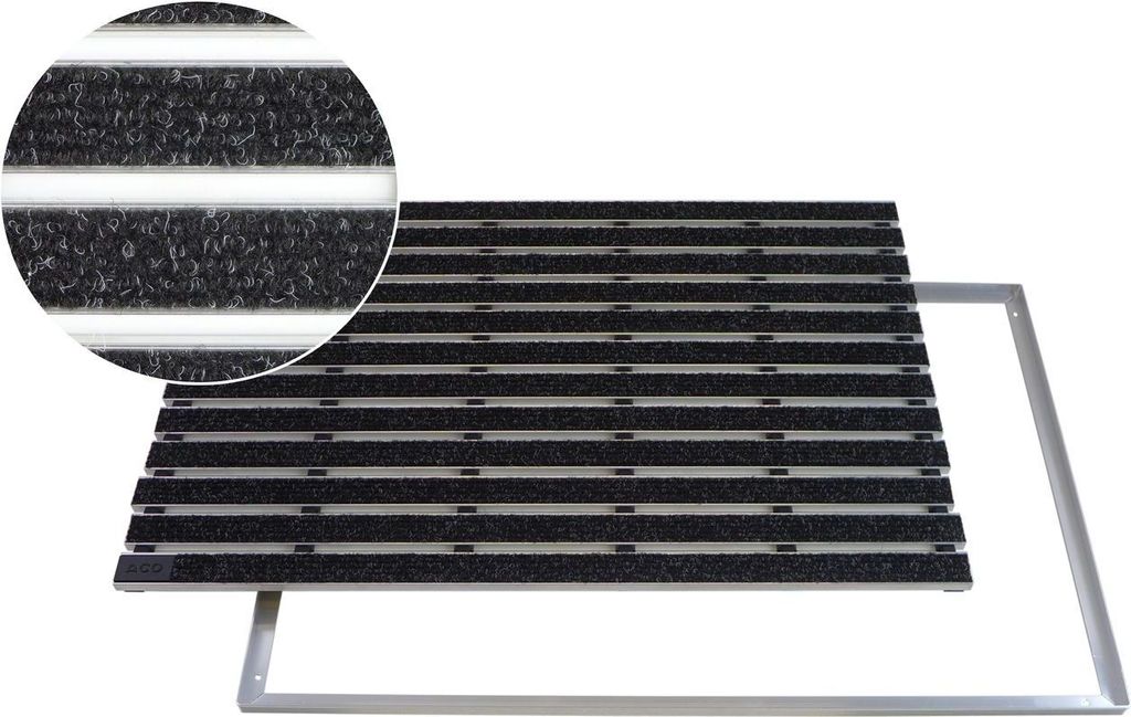 ACO Fußmatte Eingangsmatte Rips anthrazit mit Rahmen Höhe 12mm Zoom Ansicht