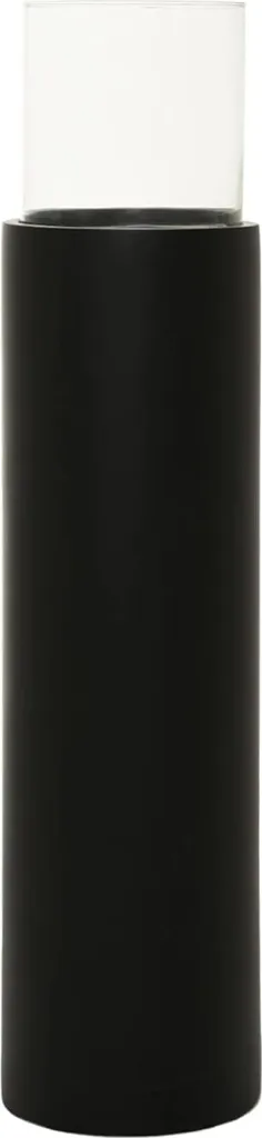 Grand photophore de sol design rond noir mat CANDIRO en fibre de verre