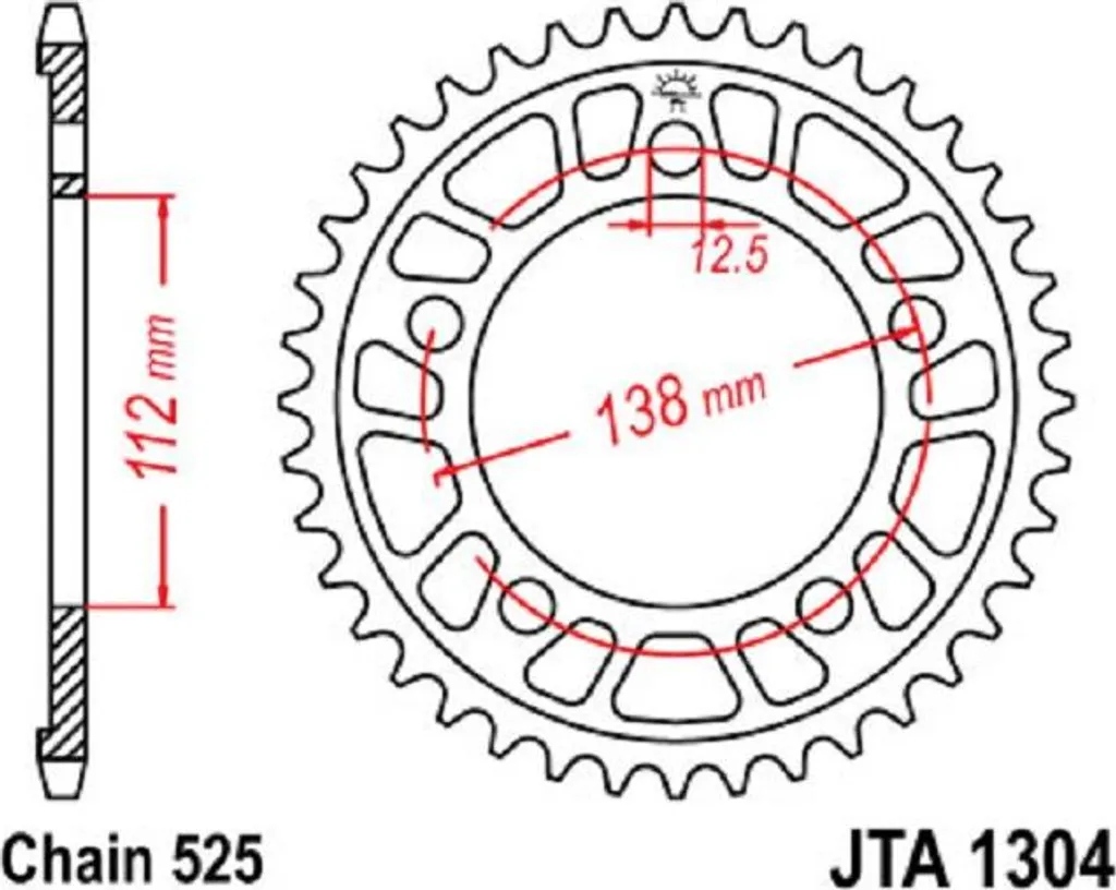 Pignon Arrière Alu 44 Dents Pas 525 SI - Couronne Moto Haute Qualité