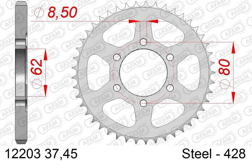AFAM Standard Stahlritzel hinten 12203 - 428