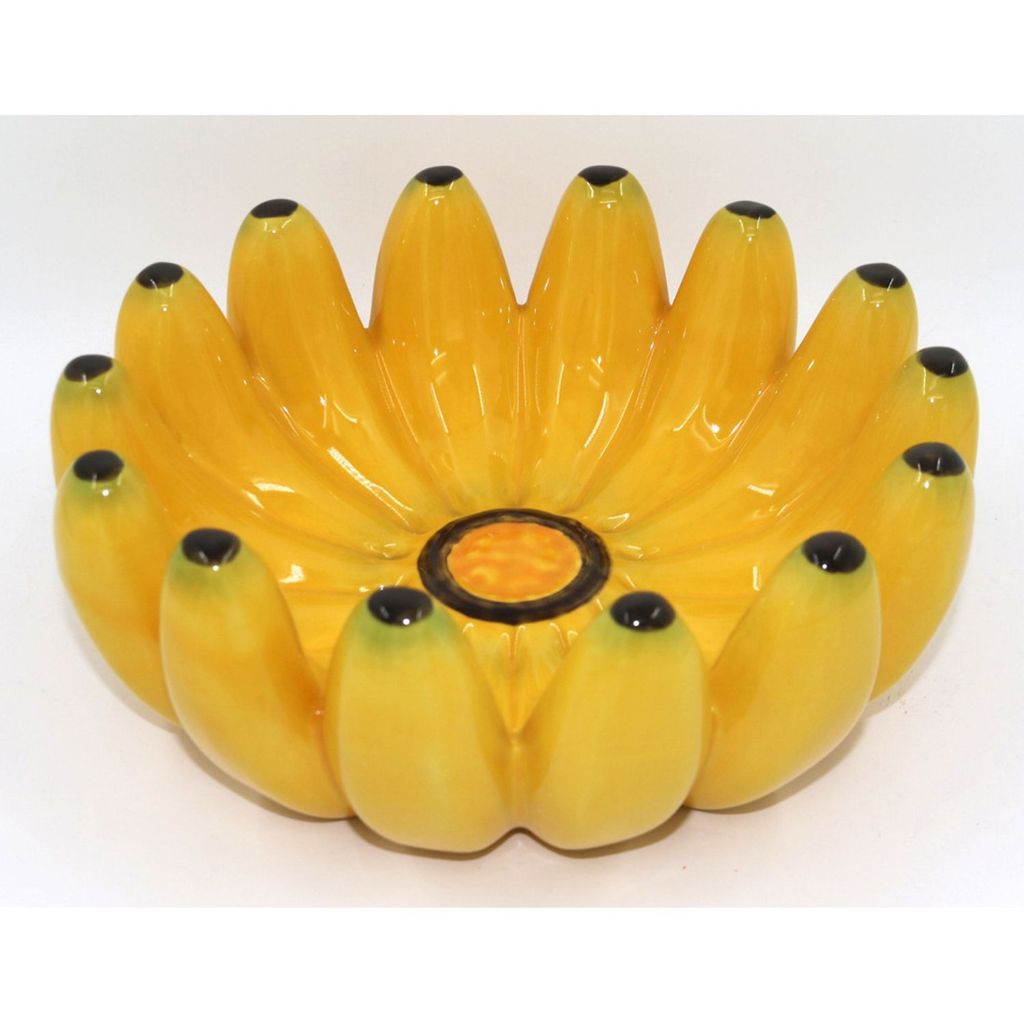 BURI Bananenschale Keramik Gelb 25x10cm Obstschale Produktbild 