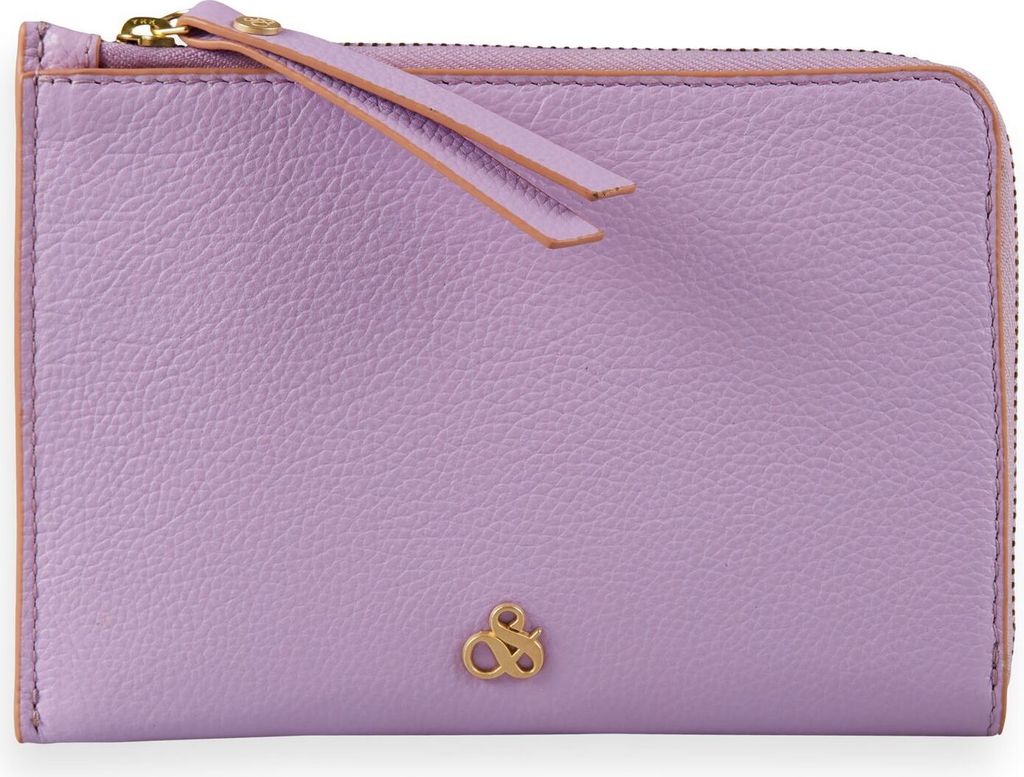 SCOTCH & SODA Leder Kartenetui Ausweisetui Leather Zip Travel Wallet Lilac rosa